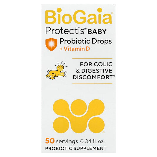 BioGaia Baby Probiotic Drops - Colic & Gas Relief + Vitamin D, 50-Day Supply, Safe for Newborns, Reduces Crying, Fussing, Colic, Gas, Spit-ups & Constipation, No allergens, dairy or soy