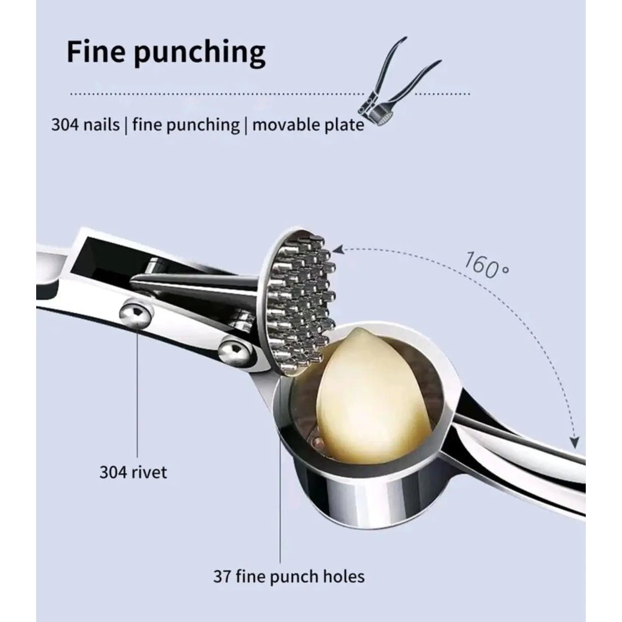 Stainless Steel Garlic Press, Modernist Multifunctional Garlic Mincer