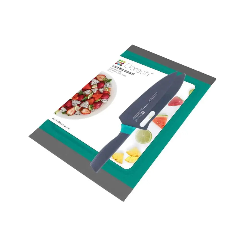 Green & Red Cutting Board and Chef Knife Set