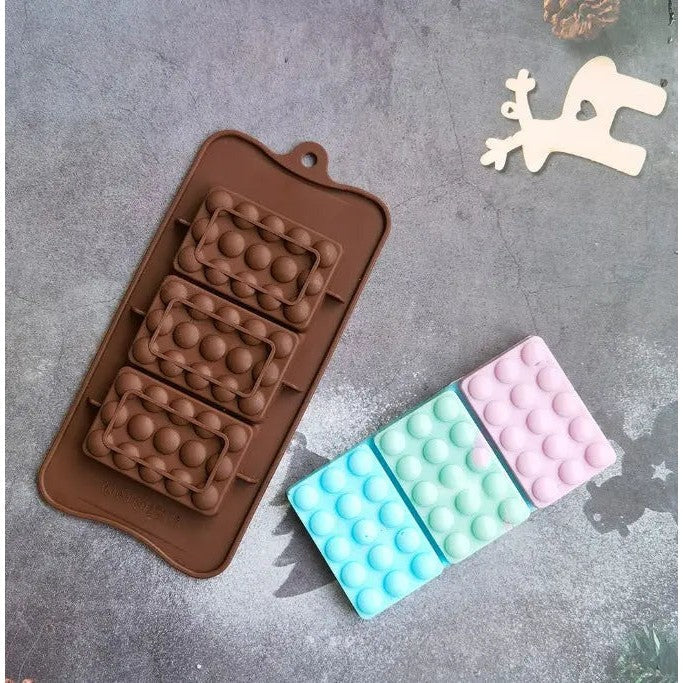1pc 3-in-1 Rectangle & Circle Chocolate Mold,Easy To Demold