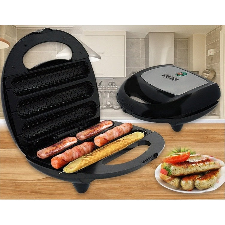 Waffle Hot Dog Maker 750-Watt - Sleek Black, Modern Kitchen Appliance