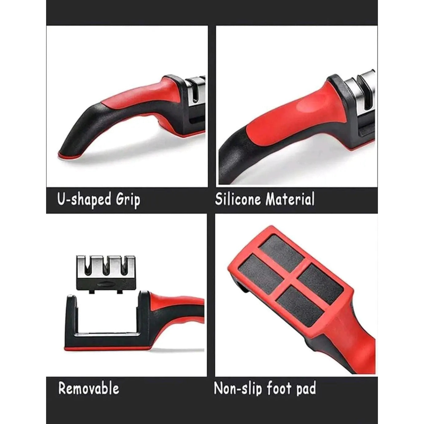Knife Sharpener 3-Stage Quick Tool with Non-Slip Base