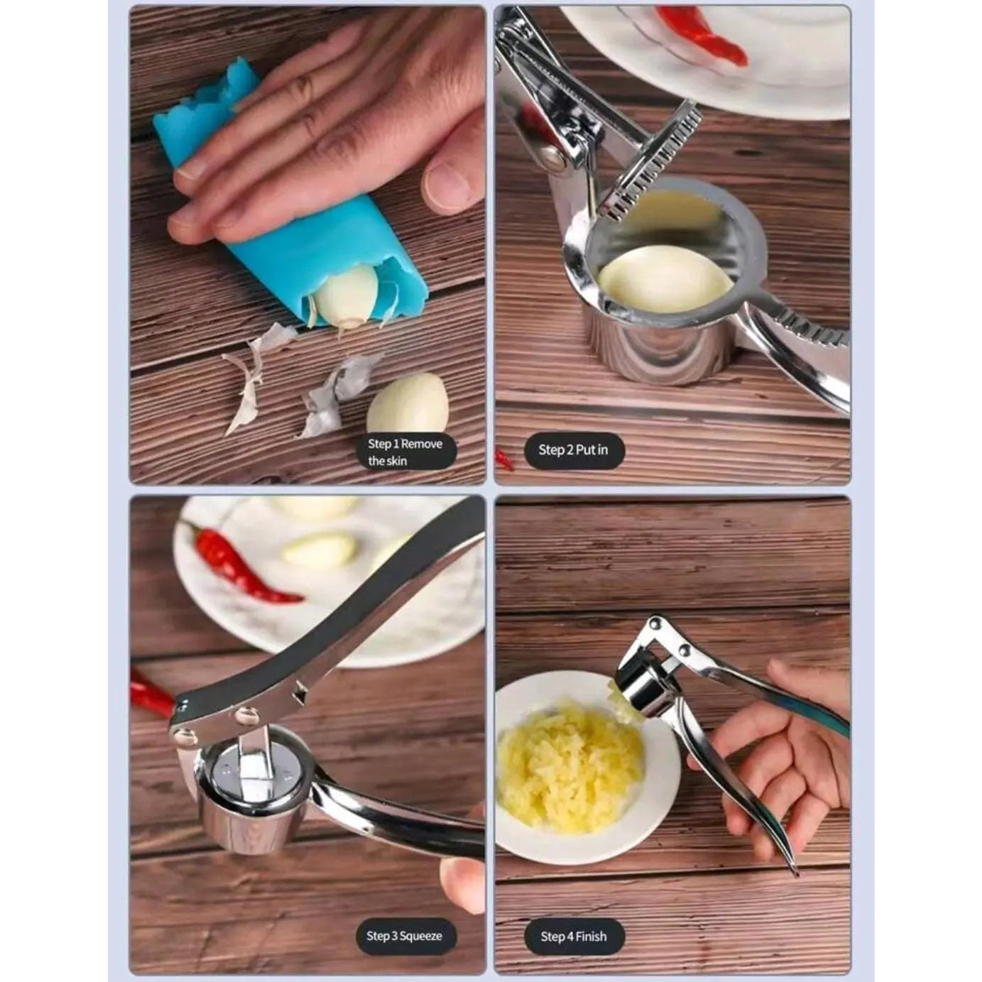 Stainless Steel Garlic Press, Modernist Multifunctional Garlic Mincer