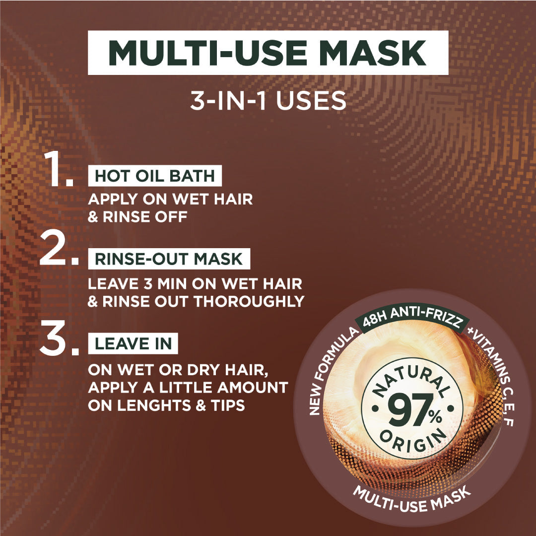 Garnier Ultra Doux Vegan Hair Food Coconut And Macadamia 3-in-1 Treatment Mask For Frizzy Hair