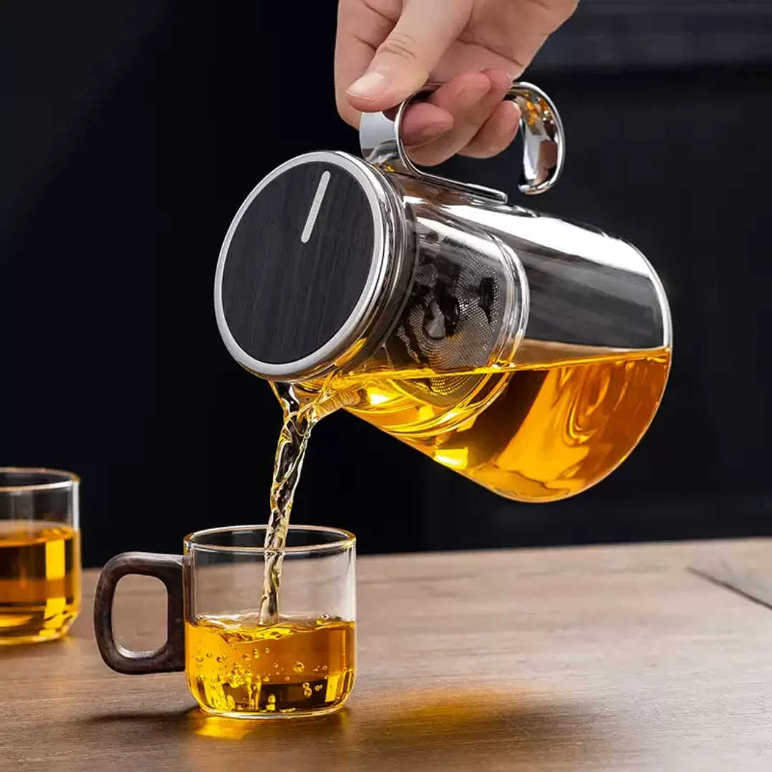 Luxury Large Glass Tea cup pot with One-Click Filter - Medaid International