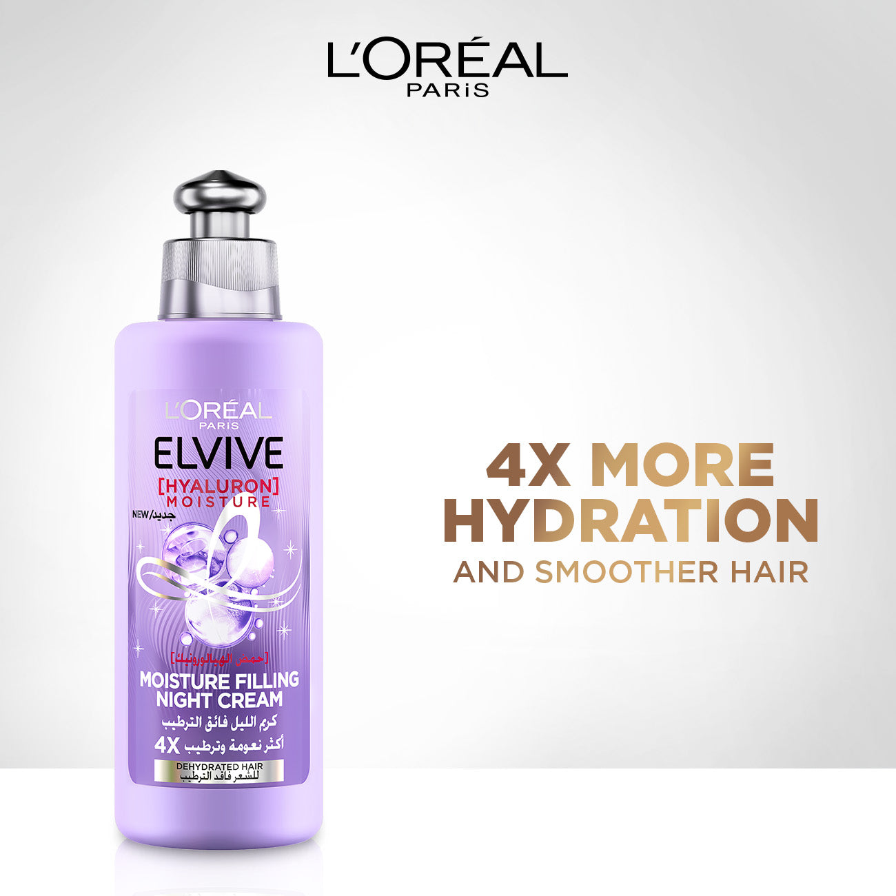 L’Oréal Paris Elvive Hyaluron Moisture Filling Night Cream For Dehydrated Hair For 4x More Hydrated Hair
