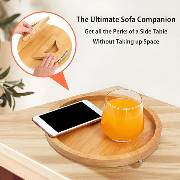 Round Bamboo Sofa Arm Tray - Medaid International