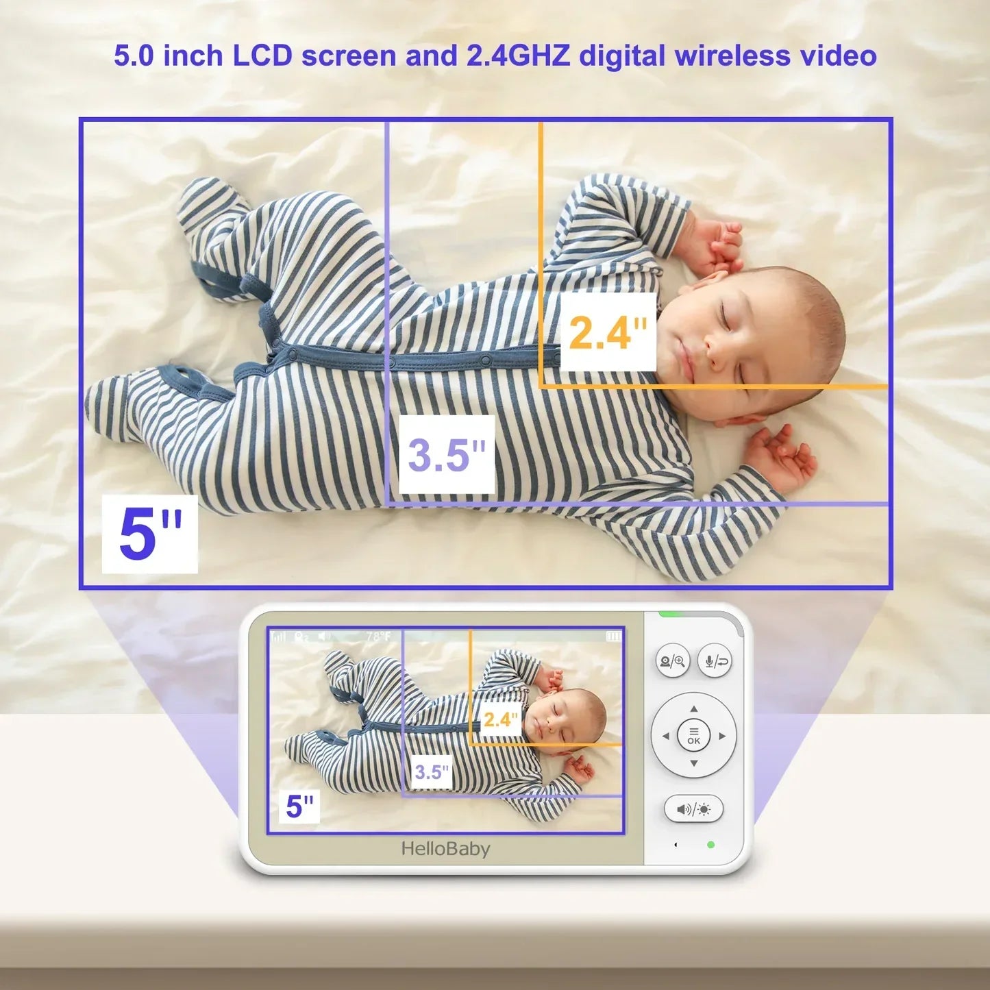 Hello baby 5.00 video(hb6256) baby monitor wire techonology