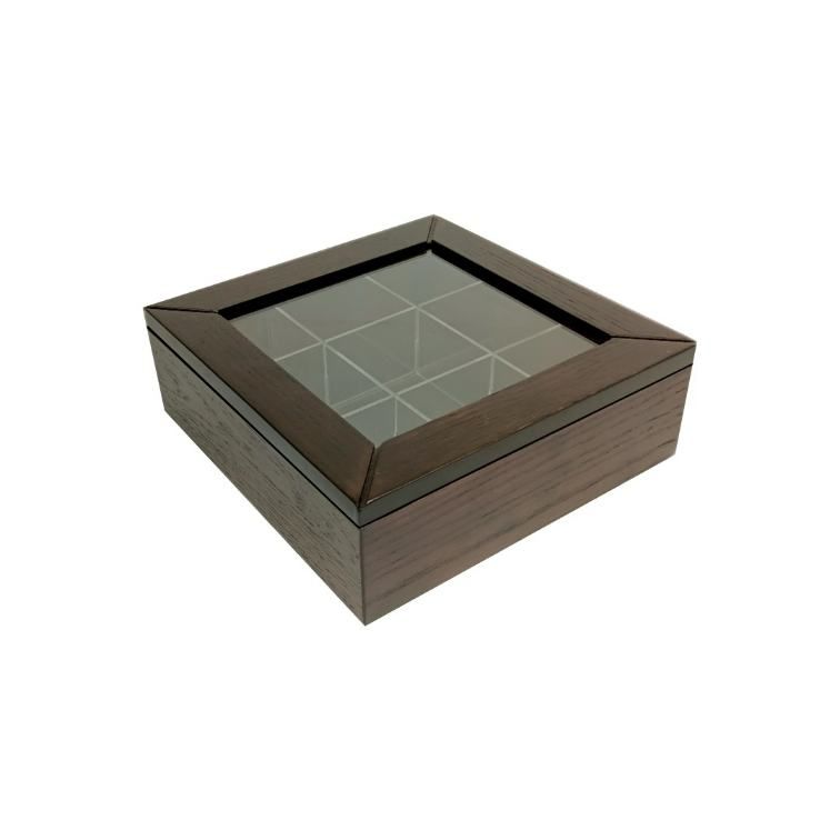 Wooden Glass Tea Box – Wenge- 23x23x8cm – Flow Collection