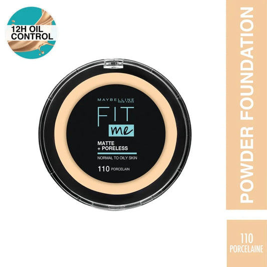 Maybelline New York Fit Me® Matte + Poreless Powder Foundation Makeup 110 Porcelaine