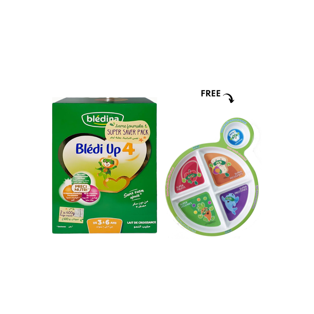 Bledi Up 4 Milk 1200g BIB + Superkid Plate Free