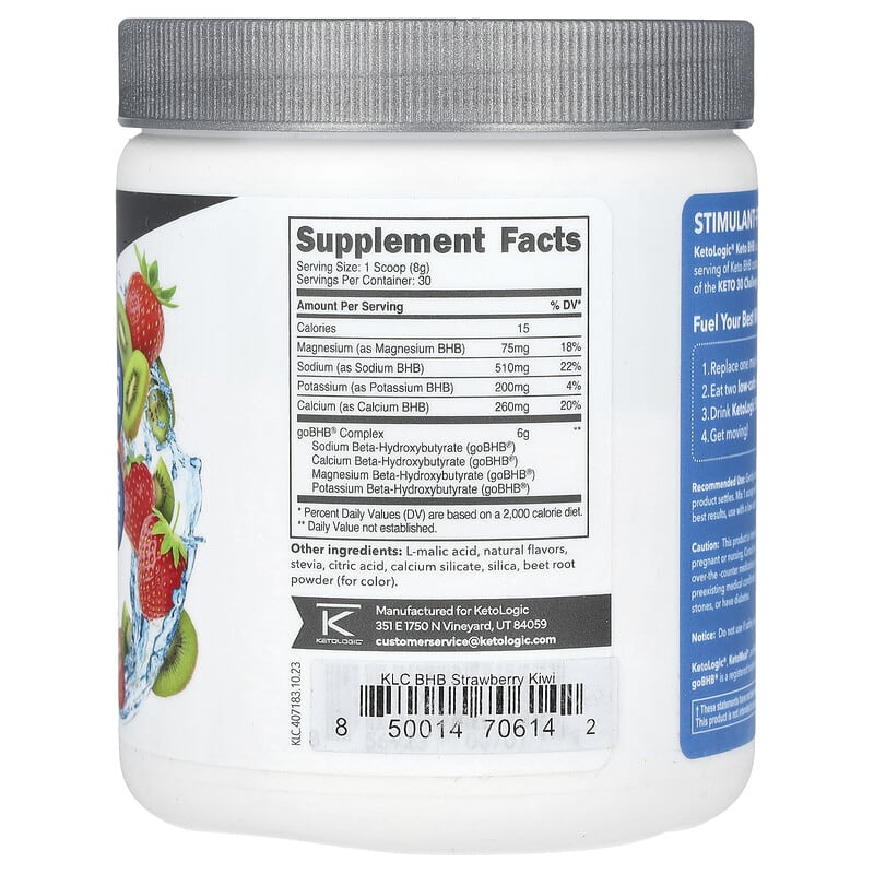 KetoLogic, Keto BHB, Strawberry Kiwi, 8.7 oz (243 g) - Medaid International