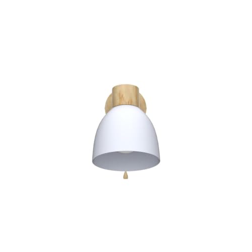 Dknhs - Vintage E27 Indoor Wall Light with Switch, Wood Lampshade, Retro Design