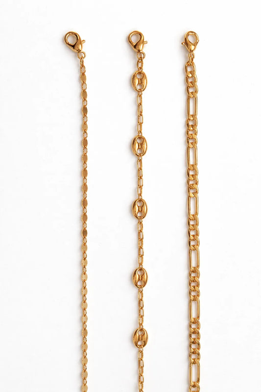 Italian Gold Women's Gold Pack Of 3 Lightweight Mariner Chain Bracelet in 10k Gold | Italian Gold In Lebanon