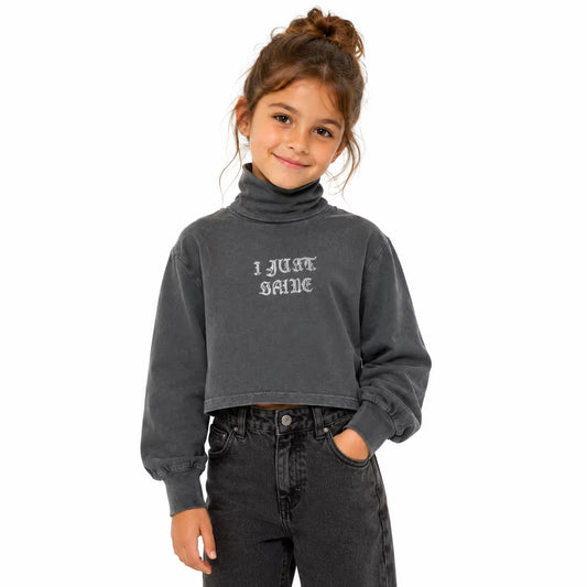 Zara Girl's Washed Grey Turtle Neck Cropped Blouse | Zara in Lebanon