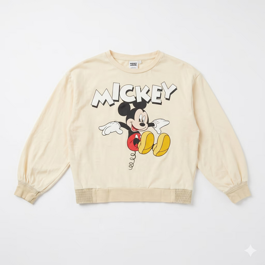 Zara Boy's Light Yellow With Mickey Printed  Long Sleeve Blouse  | Zara in Lebanon