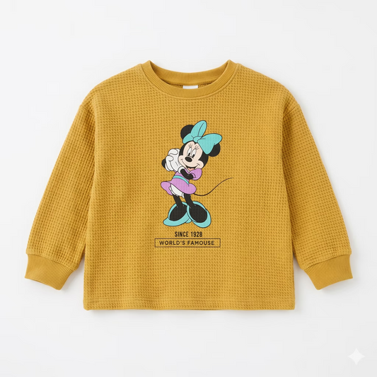 Zara Girl's Mustard   Minnie Mouse  Long-Sleeve Blouse   | Zara in Lebanon