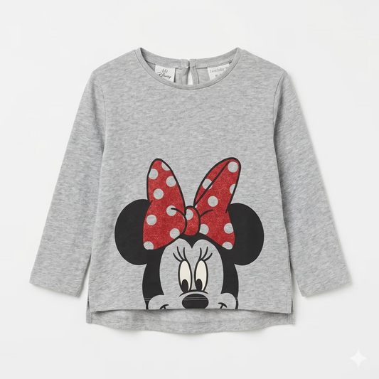 Zara Girl's Gray Minnie Mouse Long Sleeve Blouse | Zara In Lebanon
