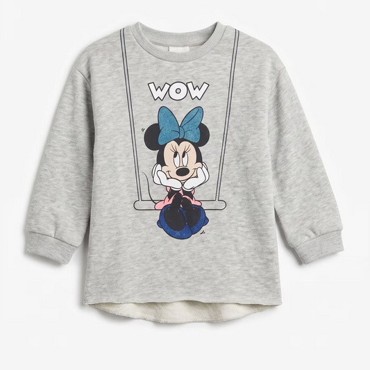 Zara Girl's Gray Minnie Mouse Print Long Sleeve Dress|Zara in Lebanon