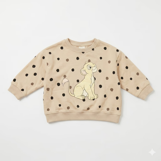 Zara Girl's Beige  A Graphic Simba Printed Sweatshirts  | Zara in Lebanon