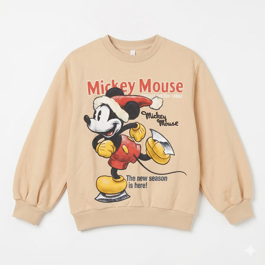 Zara Boy's Light Beige Mickey Mouse Printed Sweatshirt  | Zara in Lebanon