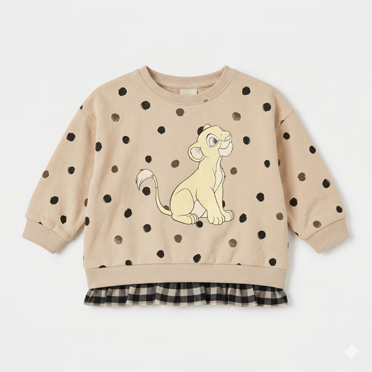 Zara Girl's Beige  A Graphic Simba And Some Details  Printed Sweatshirts  | Zara in Lebanon