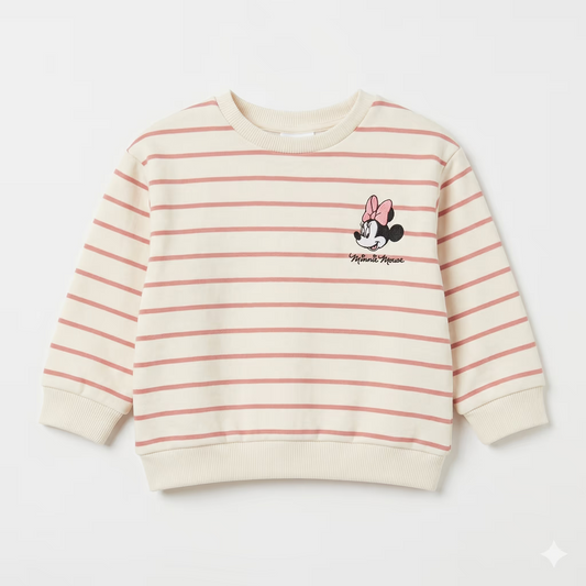 Zara Girl's Cream Minnie Mouse Striped Sweatshirt | Zara In Lebanon