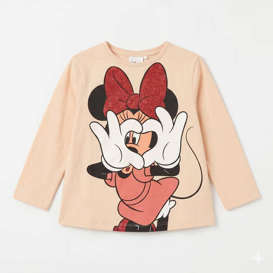 Zara Girl's  Light Rose Minnie Mouse  Long-Sleeve Blouse   | Zara in Lebanon