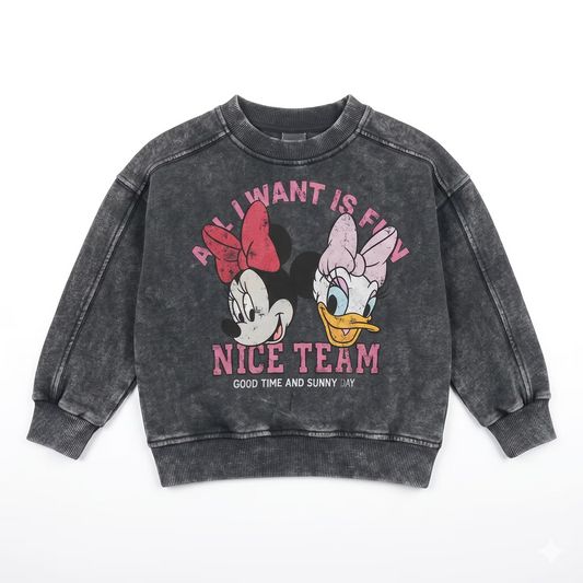 Zara Girl's Charcoal With Minnie Mouse And Daisy Duck Printed  Sweatshirt | Zara in Lebanon