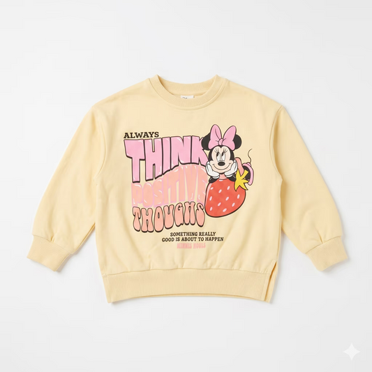 Zara Girl's Light Yellow " Think Positive Toughs " Printed  Sweatshirts  | Zara in Lebanon