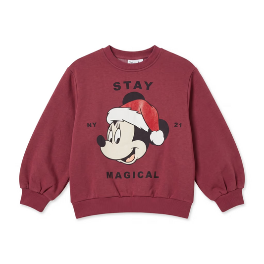 Zara Baby Boy's Washed Burgundy With Minnie Mouse With A Santa Hat Sweatshirt   | Zara in Lebanon