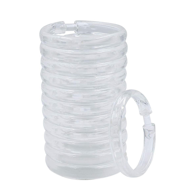 12 Rings Heavy Duty Clear Acrylic Shower Curtain Rings Shower Hooks for Bathroom Curtains - Image 2