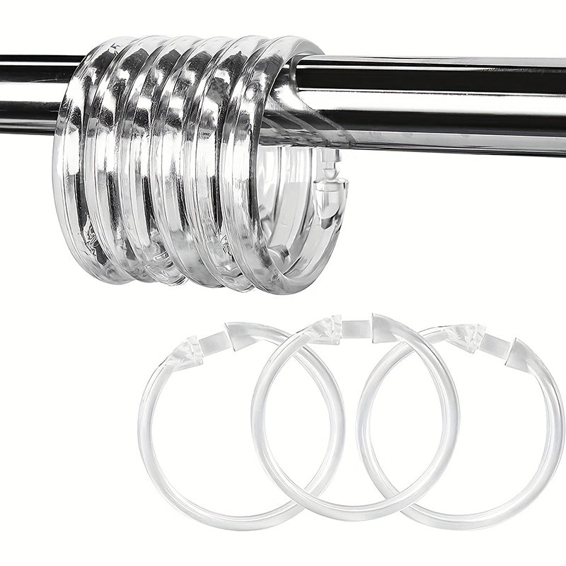 12 Rings Heavy Duty Clear Acrylic Shower Curtain Rings Shower Hooks for Bathroom Curtains - Image 1