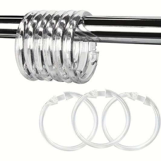 12 Rings Heavy Duty Clear Acrylic Shower Curtain Rings Shower Hooks for Bathroom Curtains - Image 1