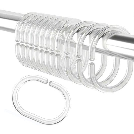 12 Rings Clear Acrylic Shower Curtain Rings Transparent Shower Hooks for Bathroom Curtains - Image 1