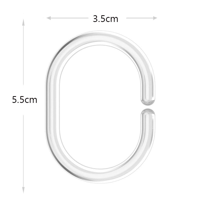 12 Rings Clear Acrylic Shower Curtain Rings Transparent Shower Hooks for Bathroom Curtains - Image 3