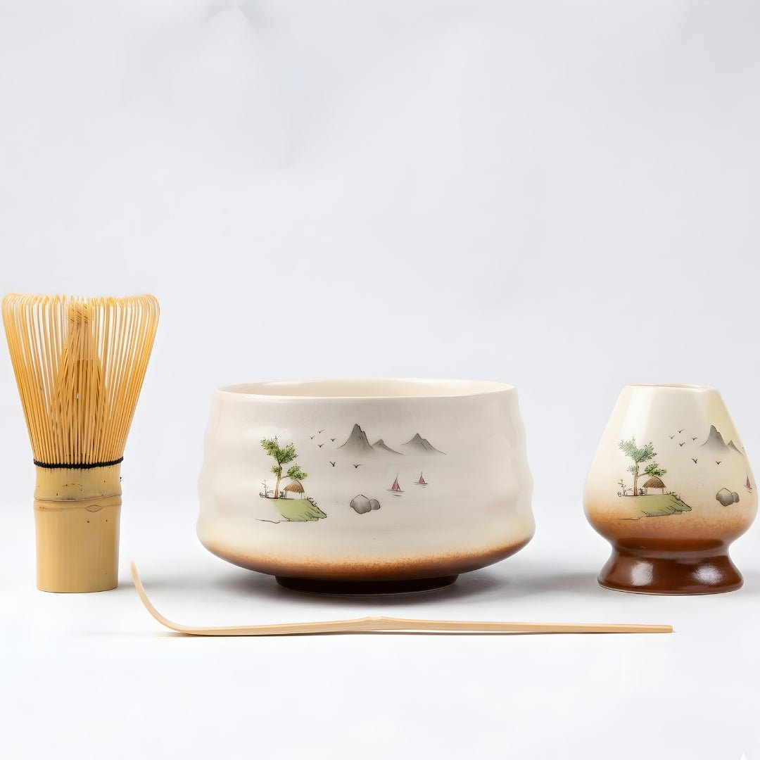 Premium Matcha Tea Set – 500ml Bowl | 4 Pieces | Ceramic & Bamboo Kit