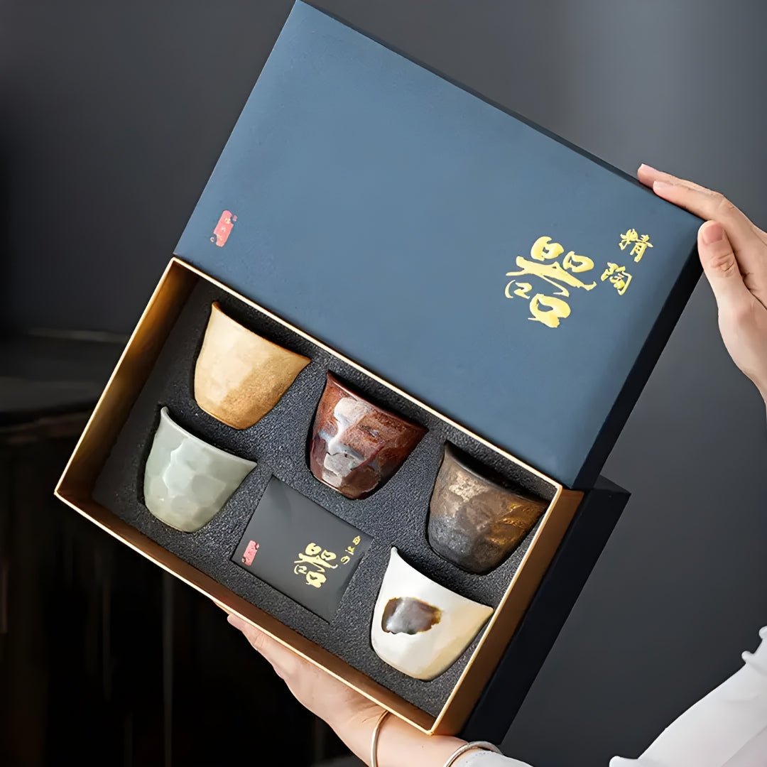 Premium Artisan Handmade Ceramic Tea Cups Set – 5 Pieces (120ml Each)