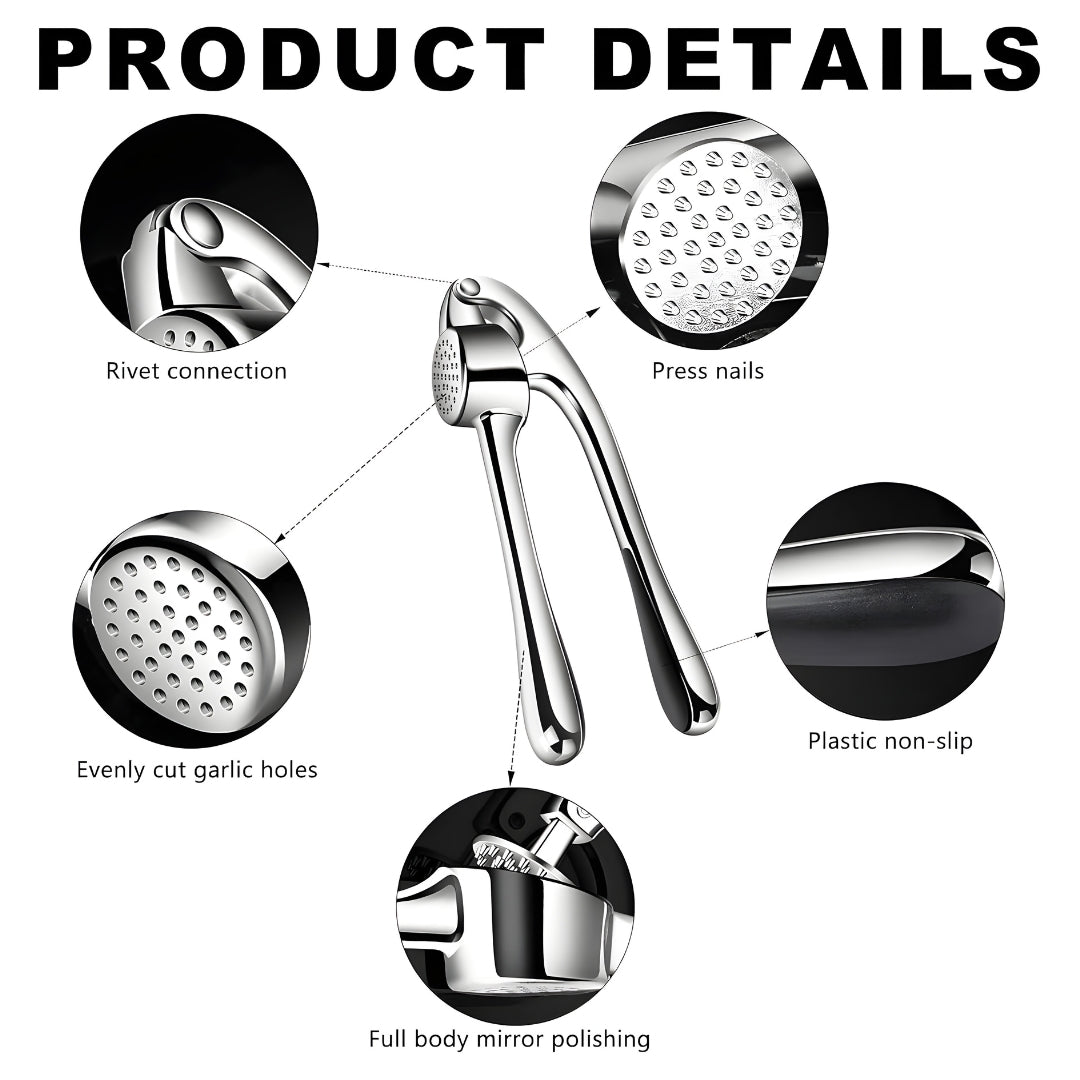 Premium Stainless Steel Garlic Press – Heavy-Duty Ergonomic Crusher & Kitchen Tool