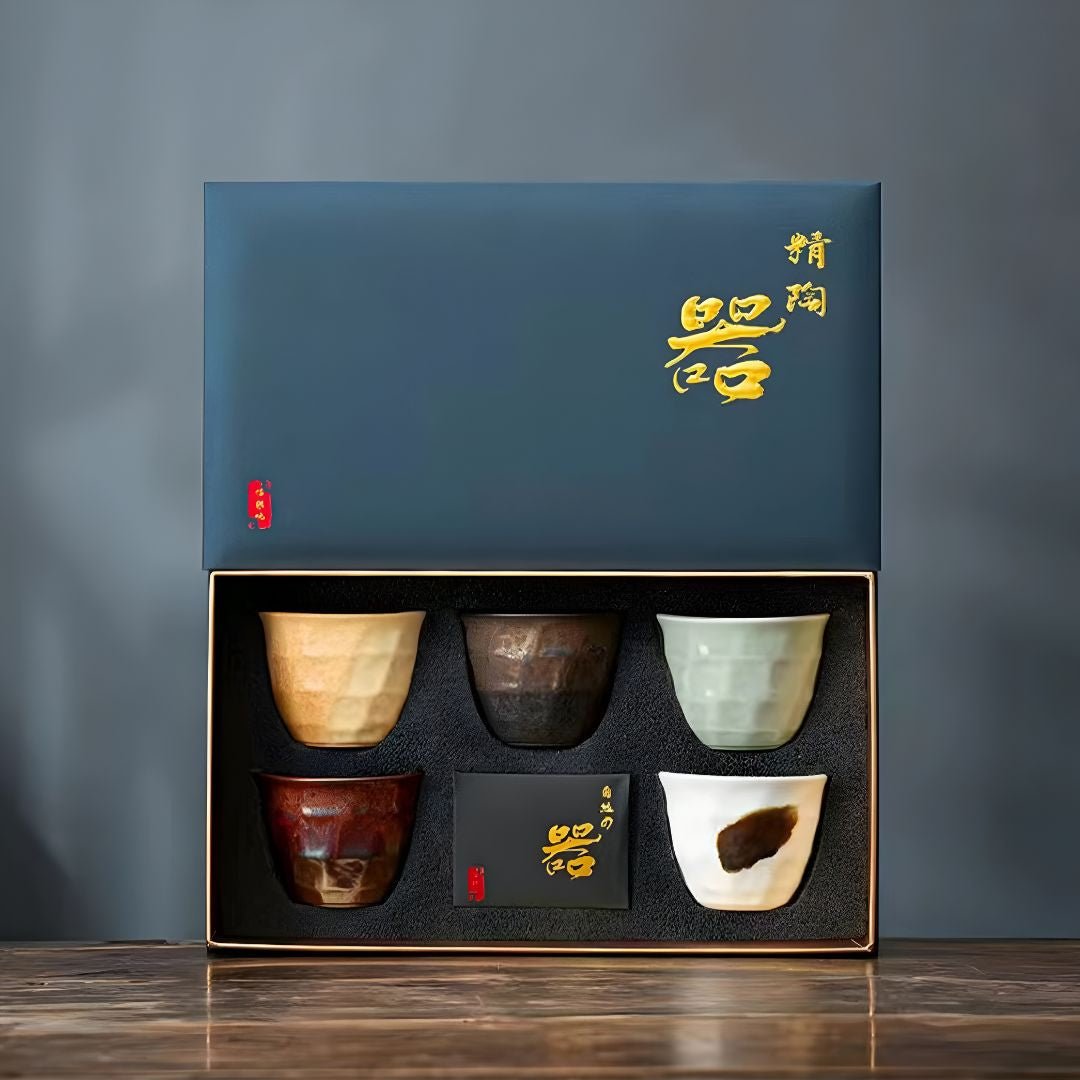 Premium Artisan Handmade Ceramic Tea Cups Set – 5 Pieces (120ml Each)