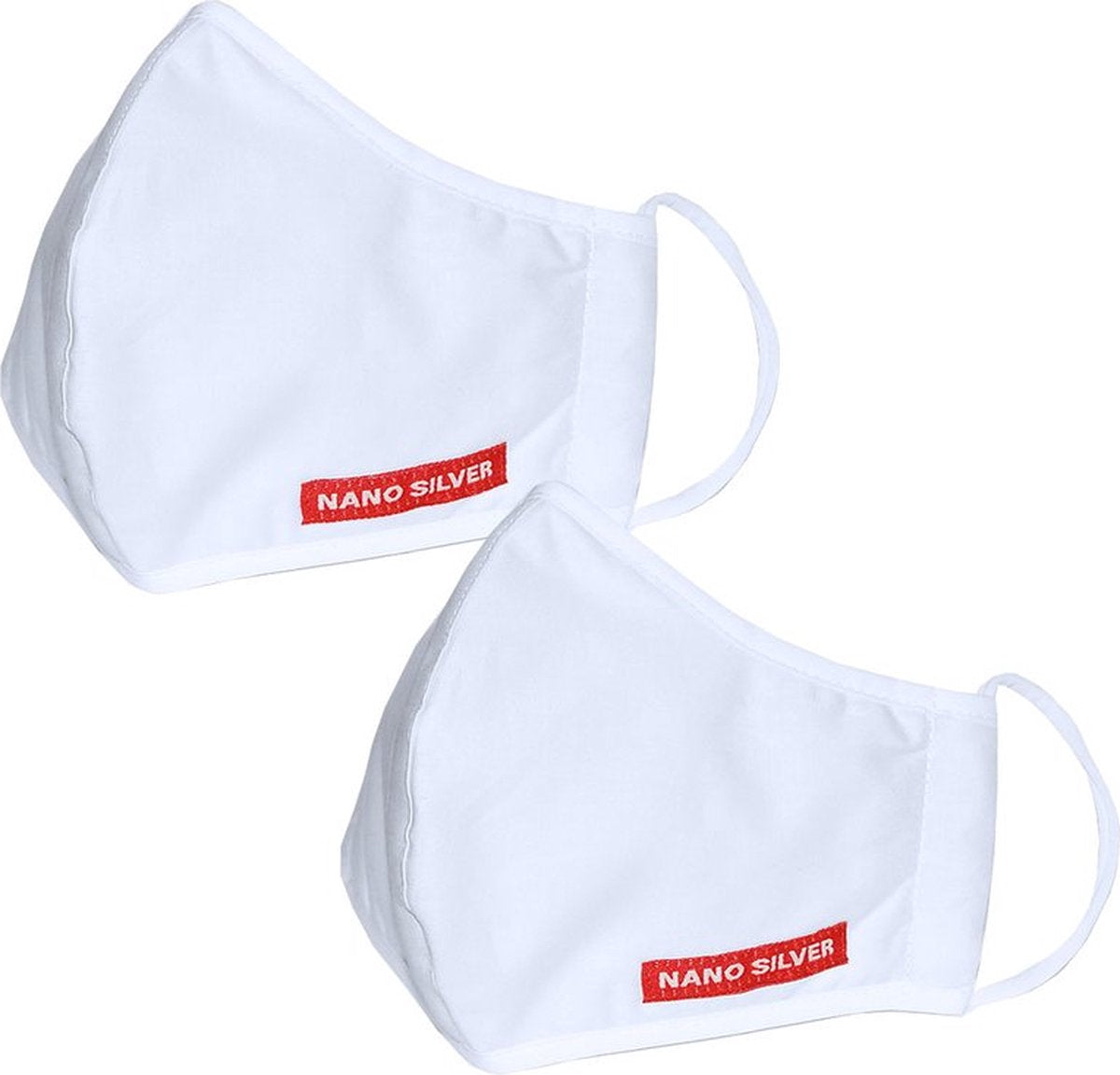 Nanosilber White Antimicrobial Mouth And Nose Mask, 3-ply, 2pcs | Nanosilber In Lebanon