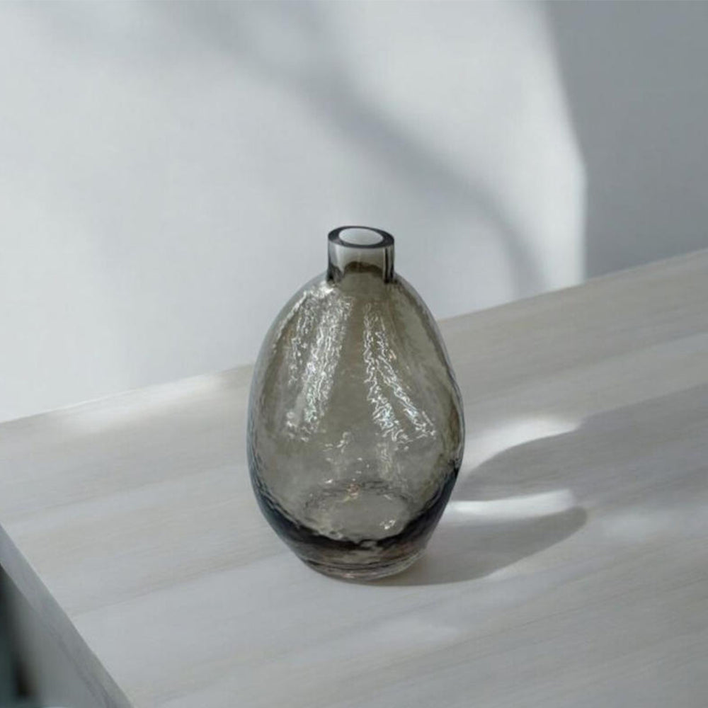 Danny Home Glass Plant Vase Grey 15-cm