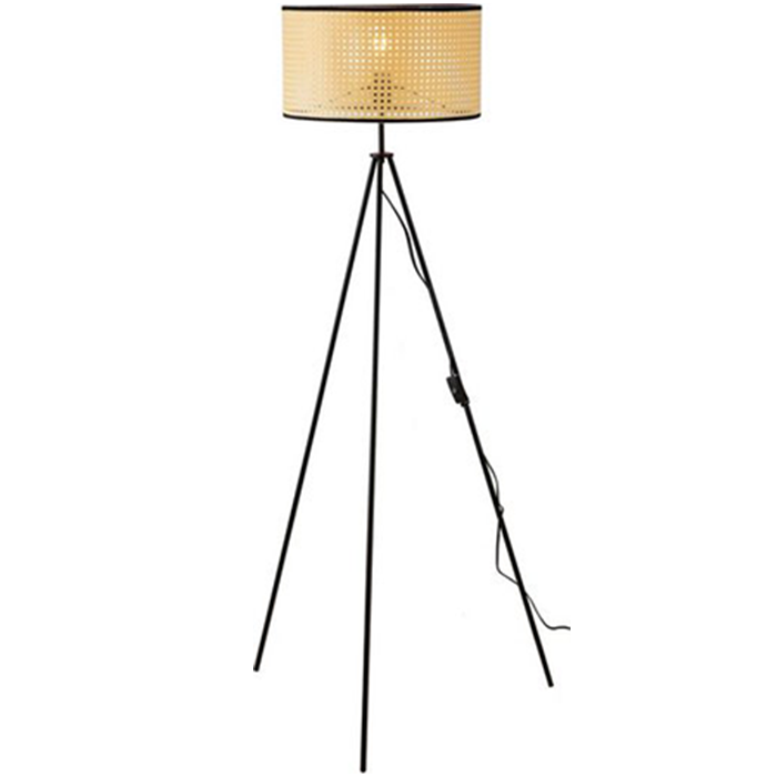 Nino Germany Lu Vintage Rattan Weave Tripod Floor Lamp