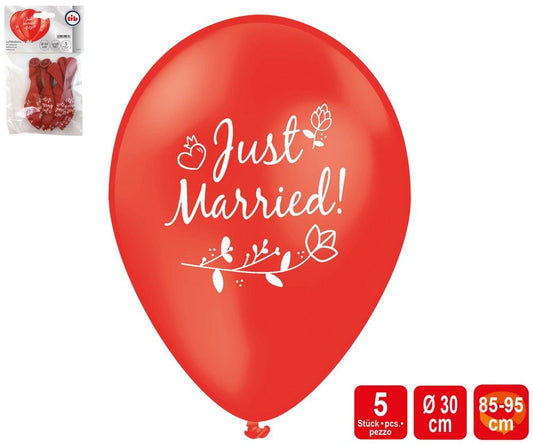 Tib Red Balloon Just married 5 pieces, Approx. 30cm | Tib In Lebanon