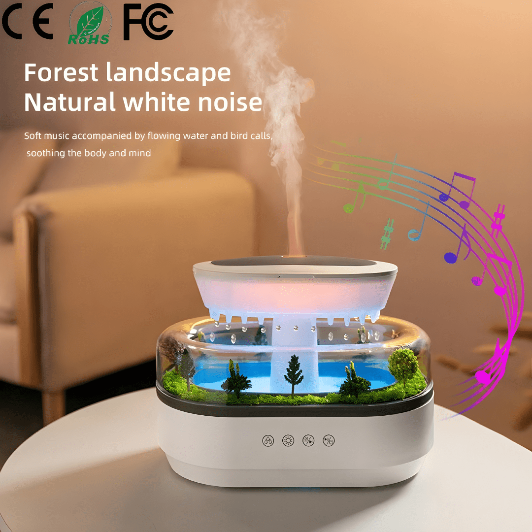 Raindrop Essential Oil Humidifier with Lights & Nature Sounds