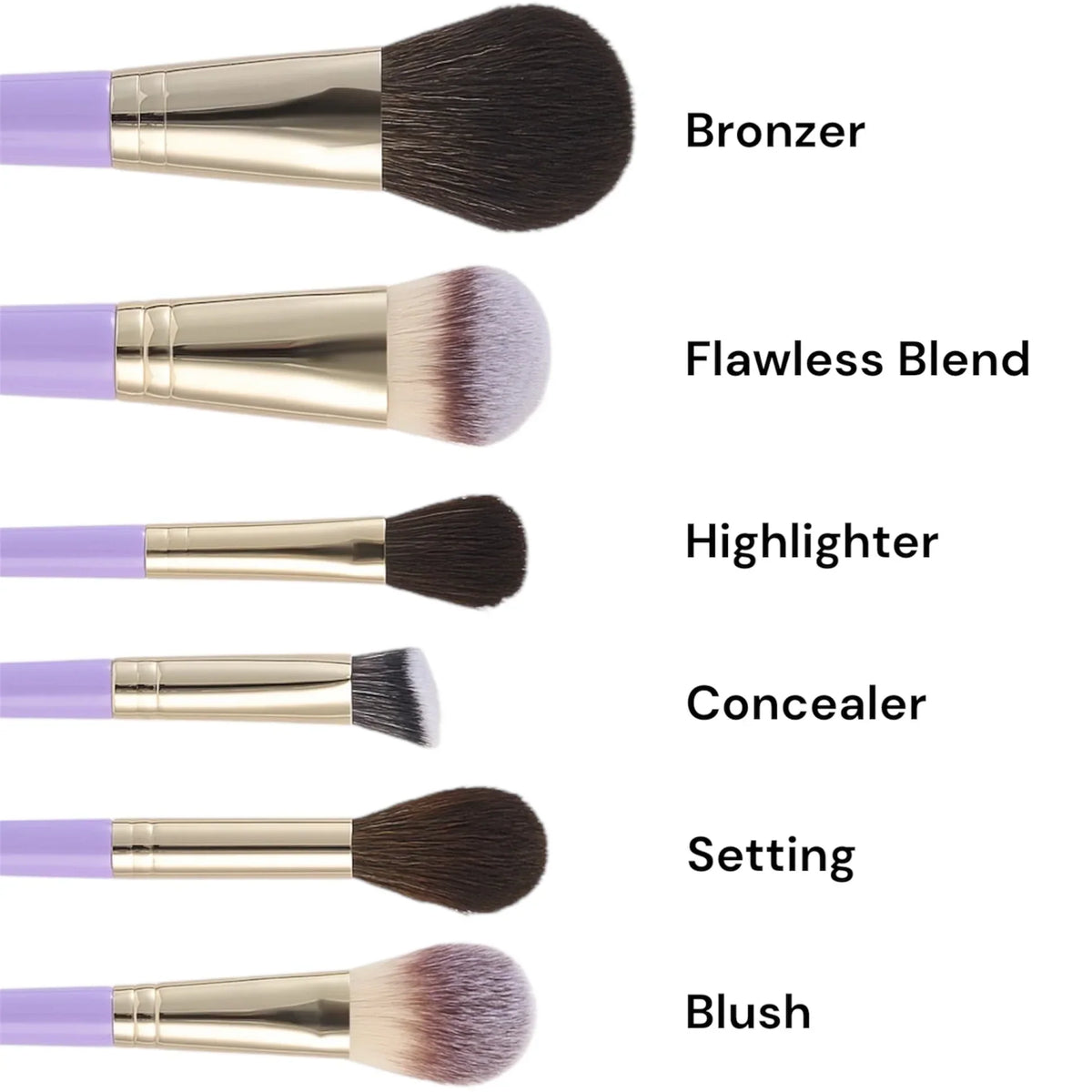 Royal Cosmetics Lilac Dreams- 15 piece brush set with bag and sponge