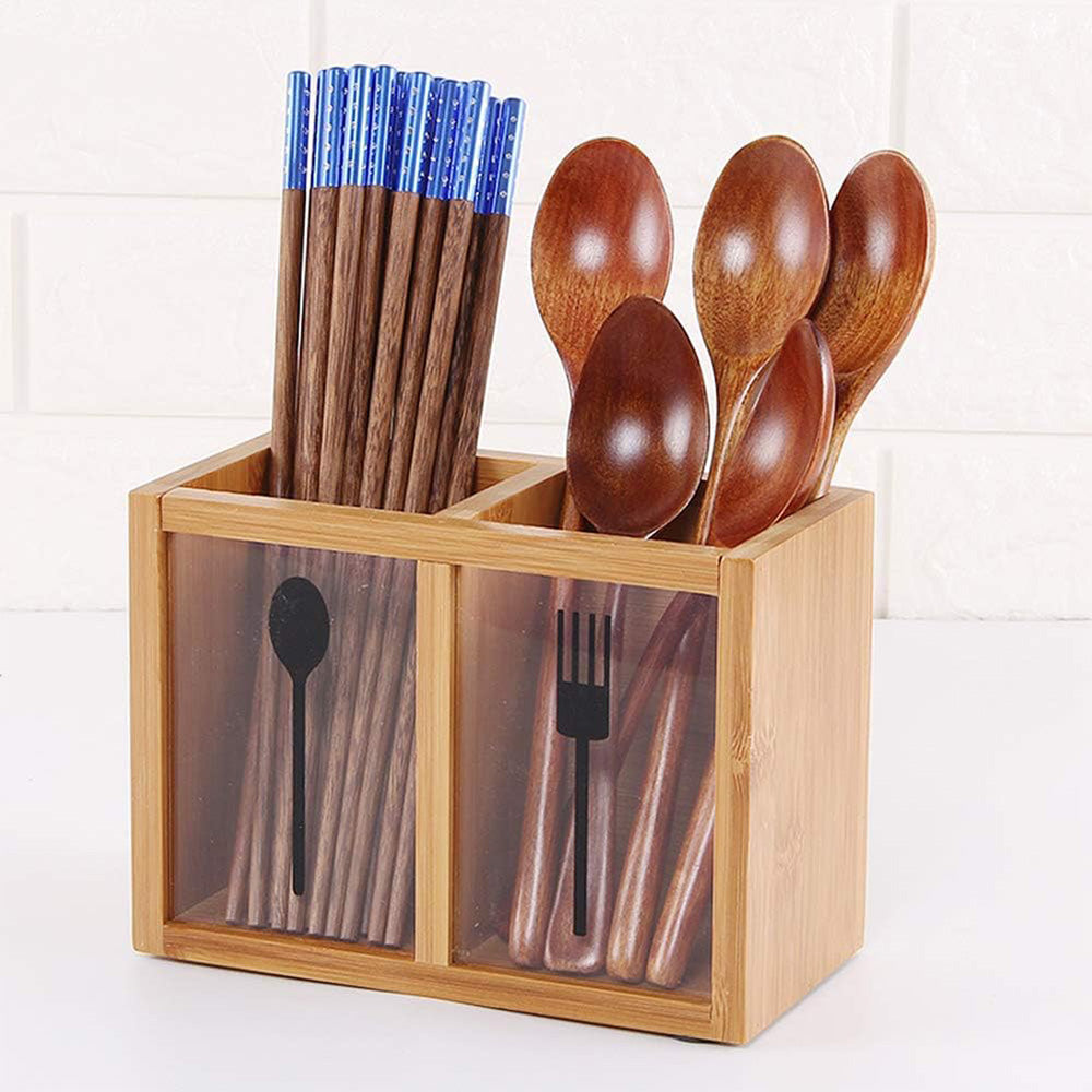 Bamboo Utensil Holder – 2 Section