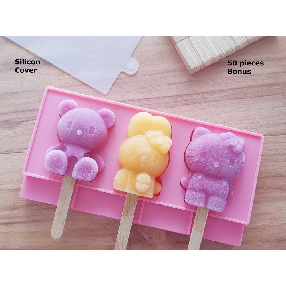 silicone popsicle molds with cover and wooden sticks