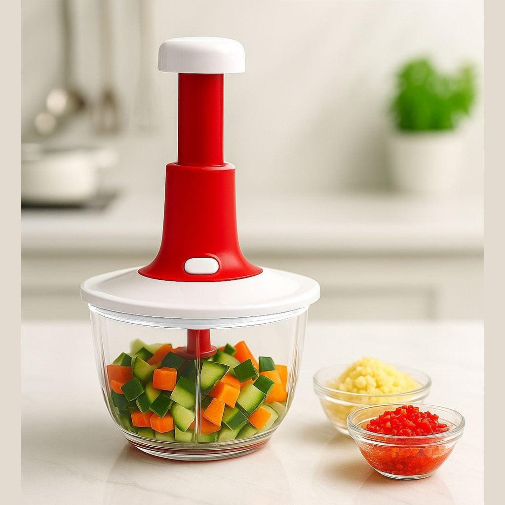 Manual Press Vegetable Aluminum Chopper