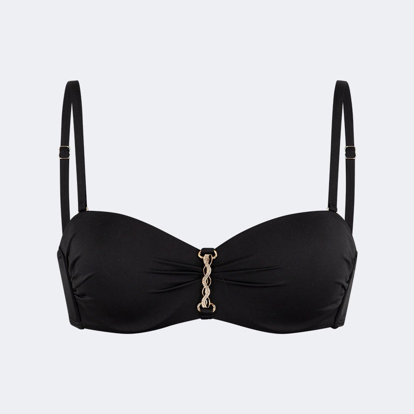 Oil And Gaz Stylish Women Beach Bandeau Bra Black - Medaid International
